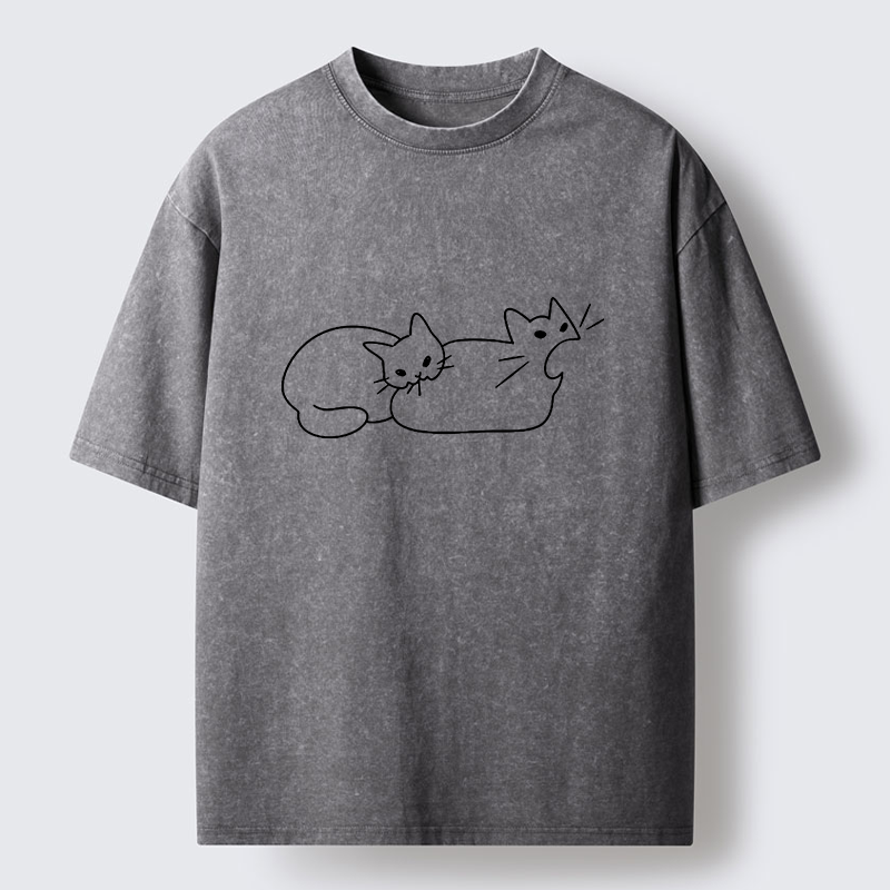 Tokyo-Tiger Cat Bites Cat Washed T-Shirt