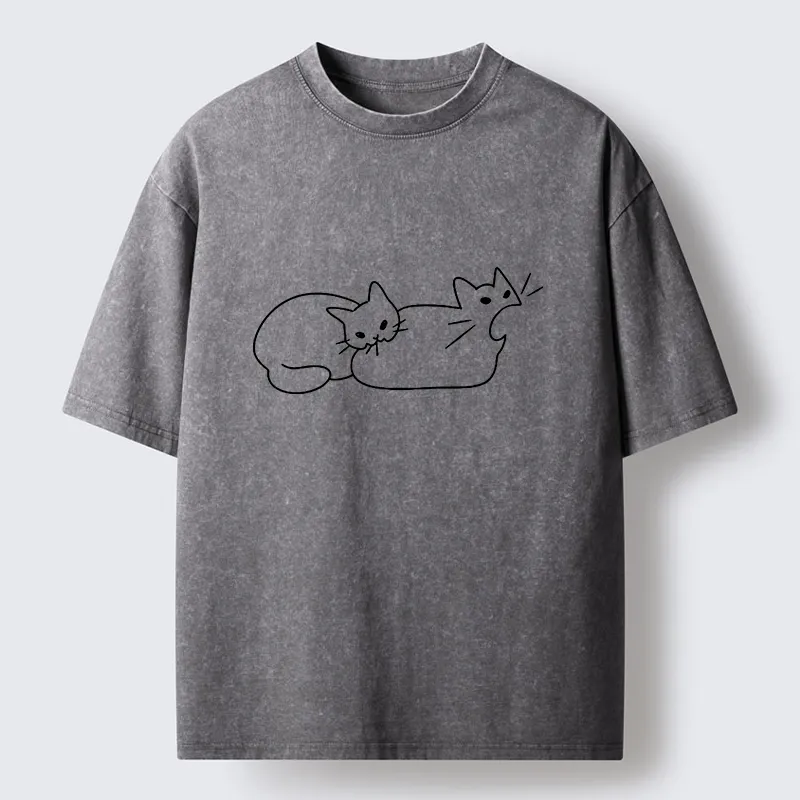 Tokyo-Tiger Cat Bites Cat Washed T-Shirt