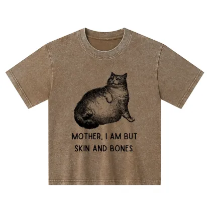 Tokyo-Tiger Skin & Bones Cat Kids Washed T-Shirt