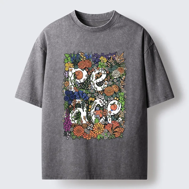 Tokyo-Tiger Peace In Flowers Washed T-Shirt