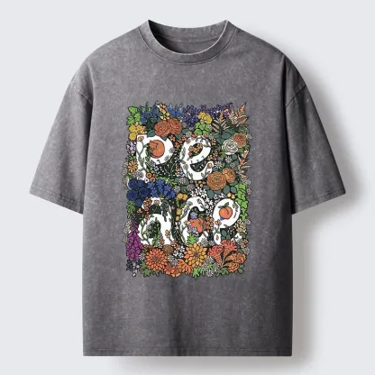 Tokyo-Tiger Peace In Flowers Washed T-Shirt
