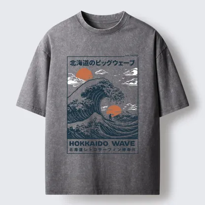 Tokyo-Tiger Surfing In Hokkaido Washed T-Shirt