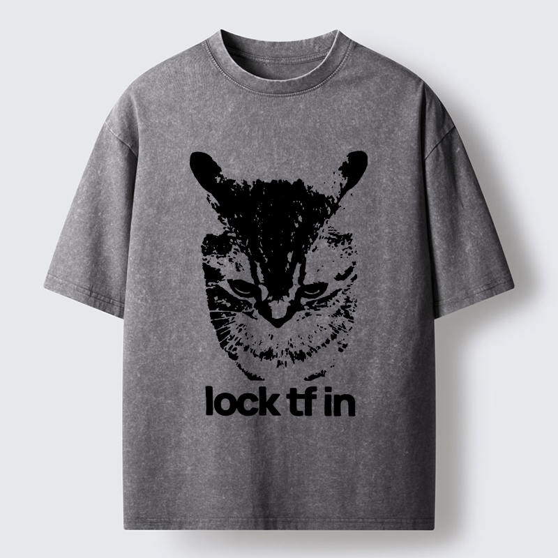 Tokyo-Tiger Serious Cat Meme Washed T-Shirt