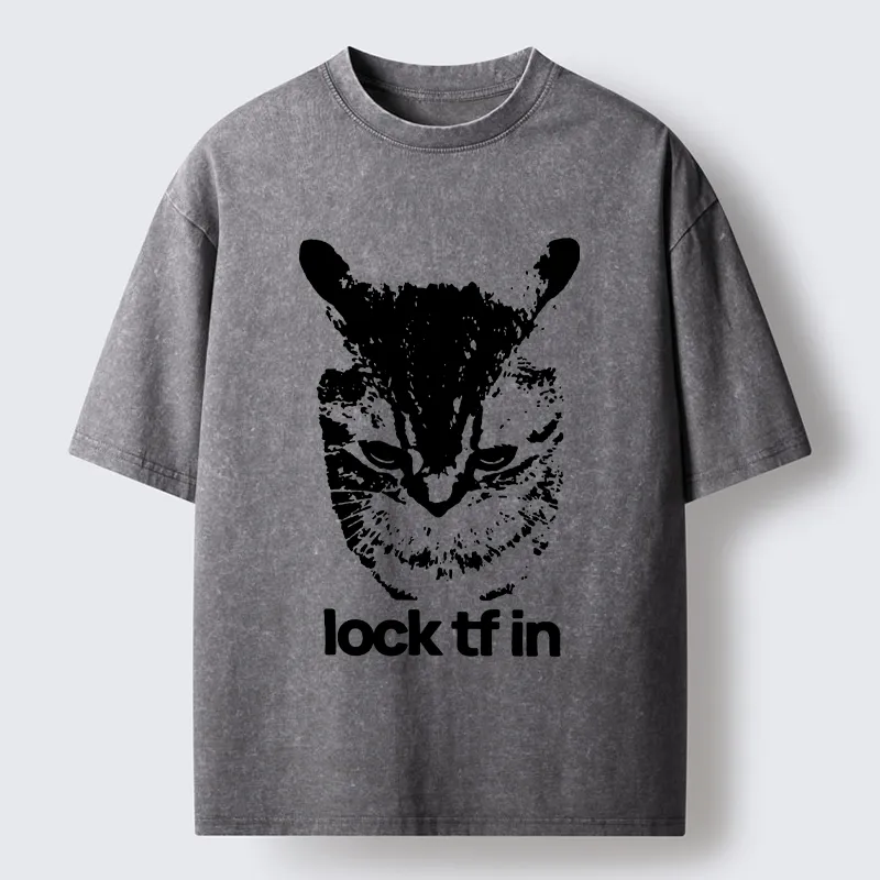 Tokyo-Tiger Serious Cat Meme Washed T-Shirt
