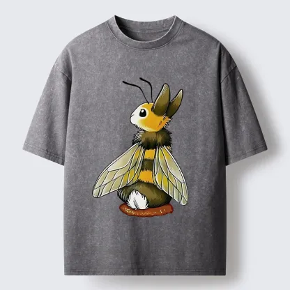 Tokyo-Tiger Bee Rabbit Funny Washed T-Shirt