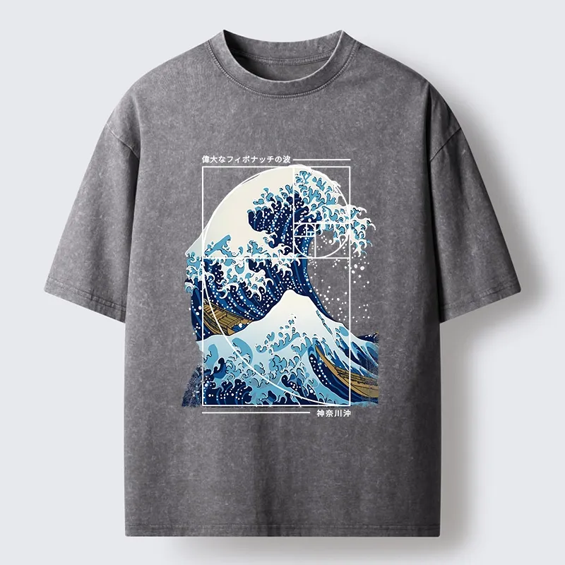 Tokyo-Tiger Golden Ratio The Great Wave Washed T-Shirt