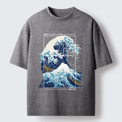 Tokyo-Tiger Golden Ratio The Great Wave Washed T-Shirt