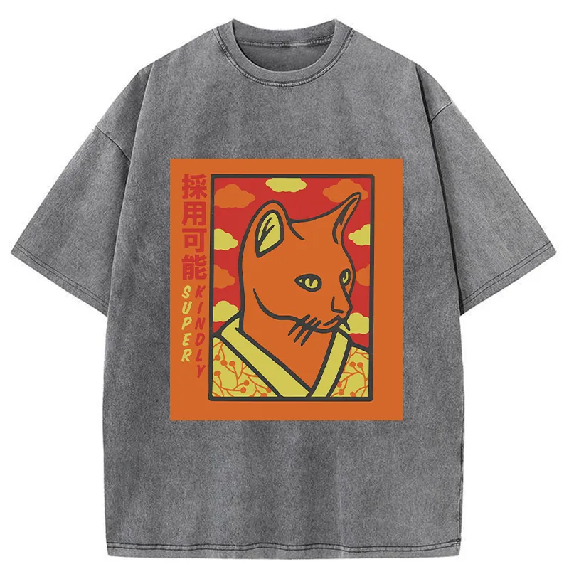 Tokyo-Tiger Super Kindly Cat Washed T-Shirt