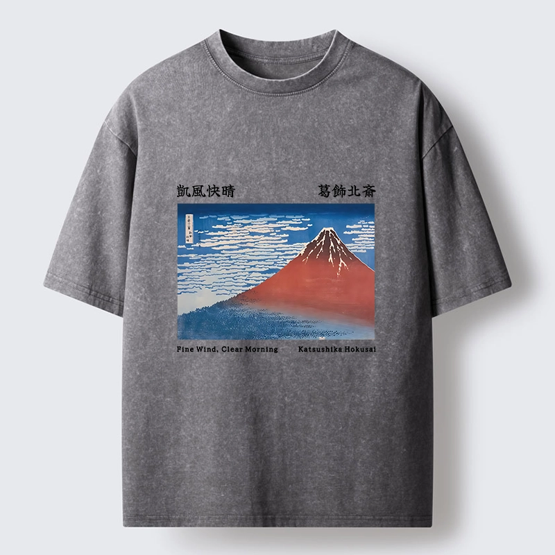 Tokyo-Tiger Mount Fuji in Clear Sky Washed T-Shirt