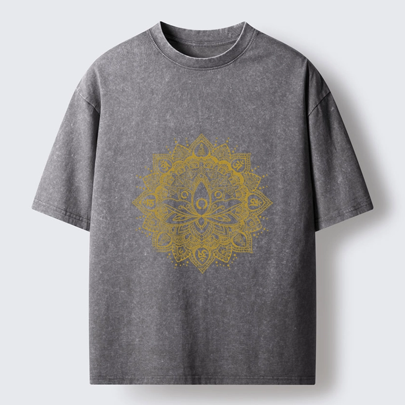 Tokyo-Tiger Serene Golden Mandala Washed T-Shirt