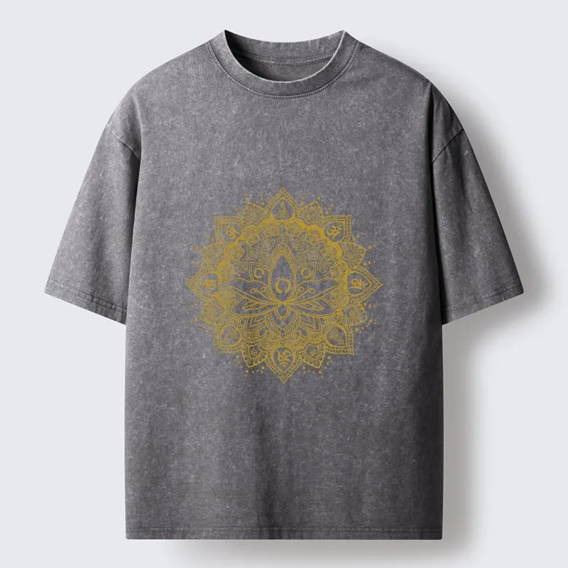 Tokyo-Tiger Serene Golden Mandala Washed T-Shirt