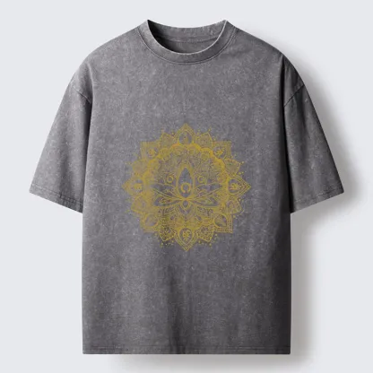 Tokyo-Tiger Serene Golden Mandala Washed T-Shirt