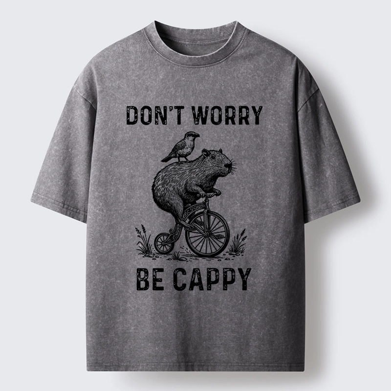 Tokyo-Tiger Happy Capybara on Wheels Washed T-Shirt
