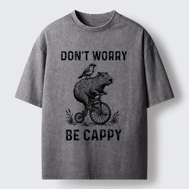 Tokyo-Tiger Happy Capybara on Wheels Washed T-Shirt