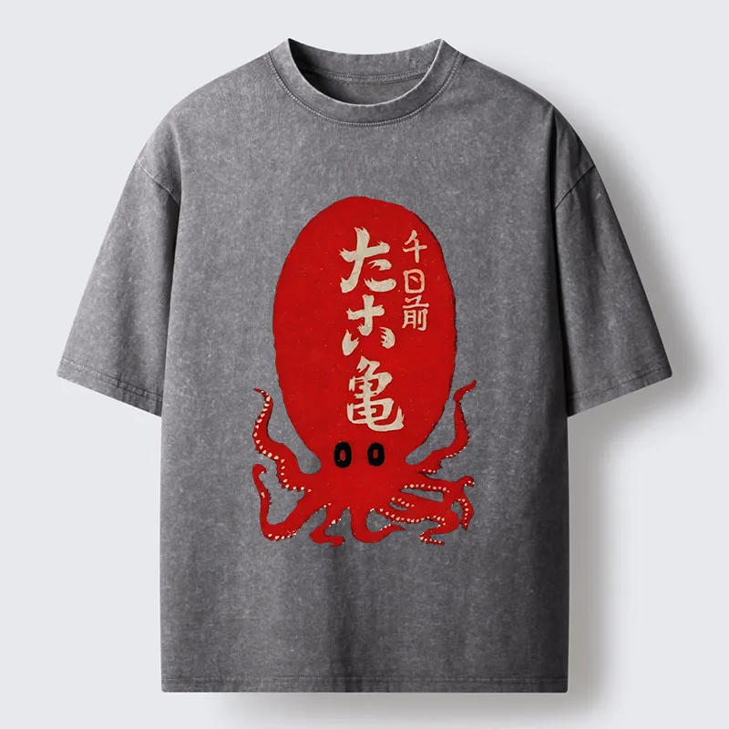 Tokyo-Tiger Retro Octopus Washed T-Shirt