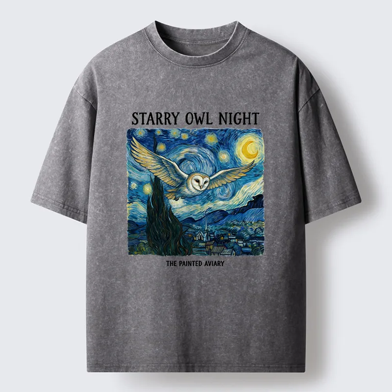 Tokyo-Tiger Owls In The Night Washed T-Shirt Sale