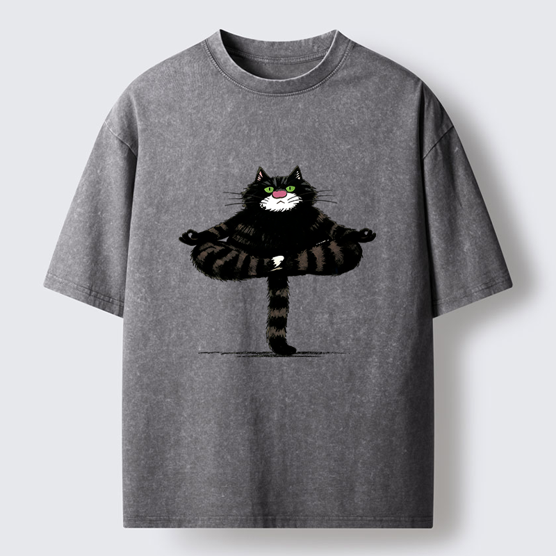 Tokyo-Tiger Cats Use Their Tails For Support Washed T-Shirt