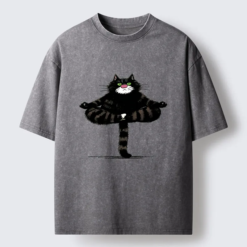 Tokyo-Tiger Cats Use Their Tails For Support Washed T-Shirt