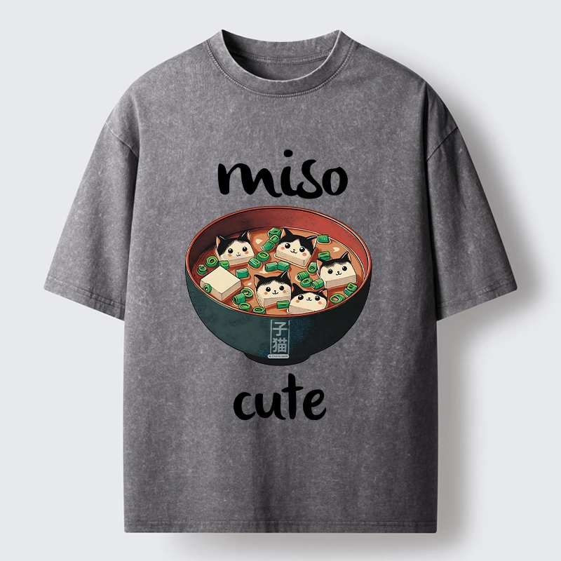 Tokyo-Tiger Cats In A Bowl Of Miso Washed T-Shirt