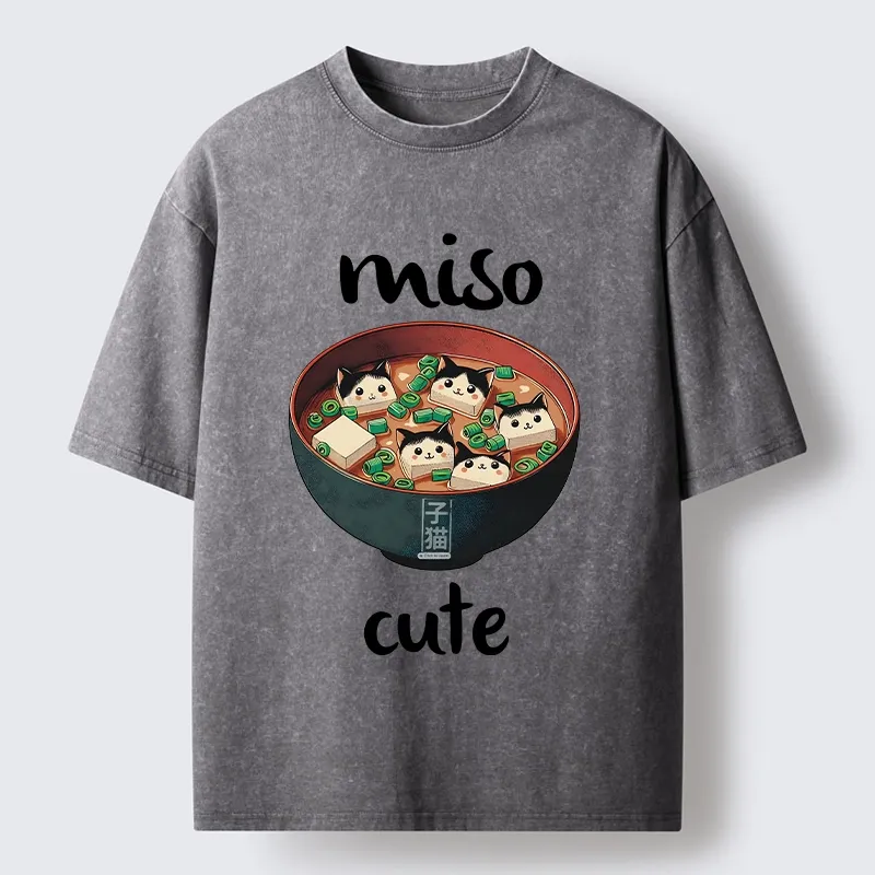 Tokyo-Tiger Cats In A Bowl Of Miso Washed T-Shirt
