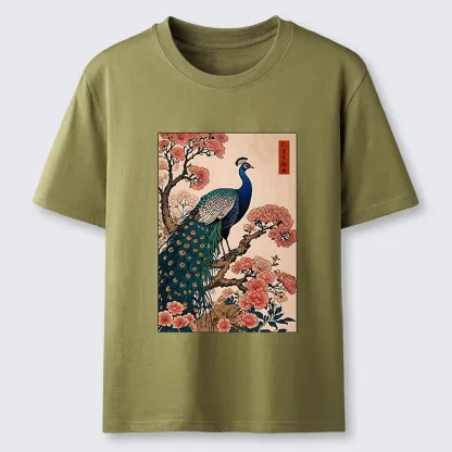 Tokyo-Tiger Vintage Peacock Ukiyoe Print Classic T-Shirt