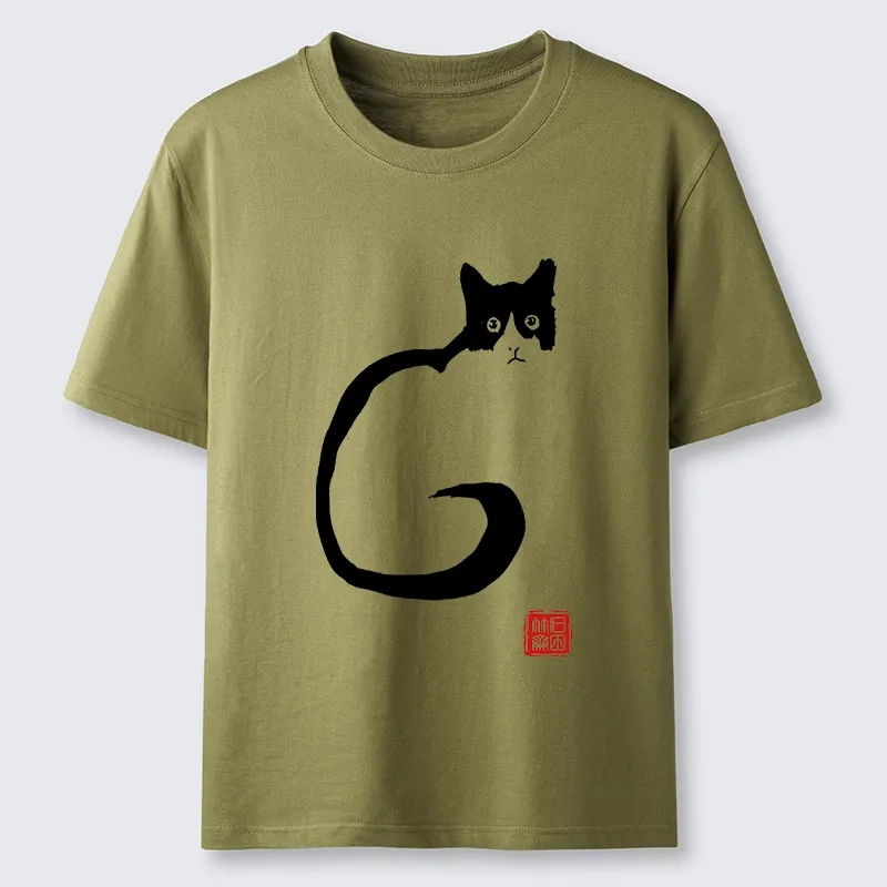 Tokyo-Tiger Calm Cat In Simple Lines Classic T-Shirt Sale