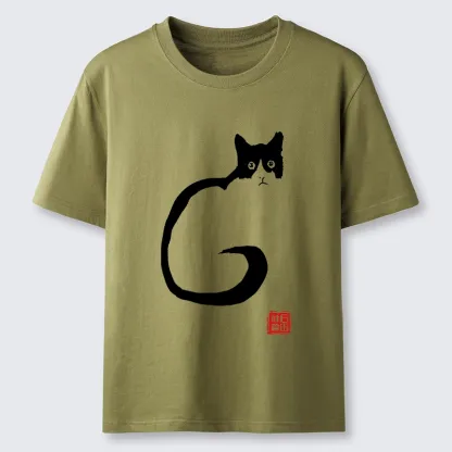 Tokyo-Tiger Calm Cat In Simple Lines Classic T-Shirt