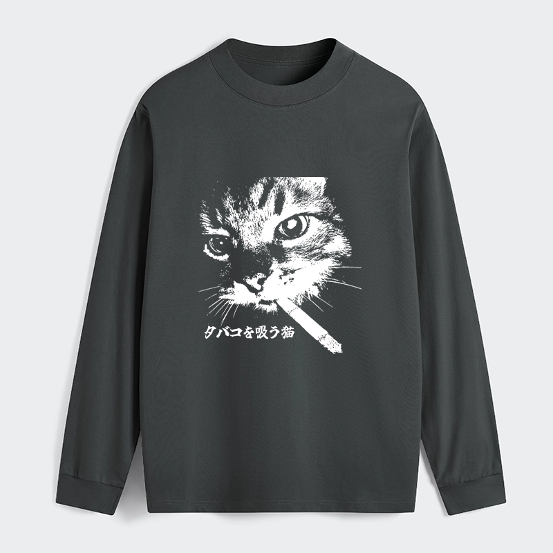 Tokyo-Tiger Retro Cat Smoking Classic Long Sleeve T-Shirt
