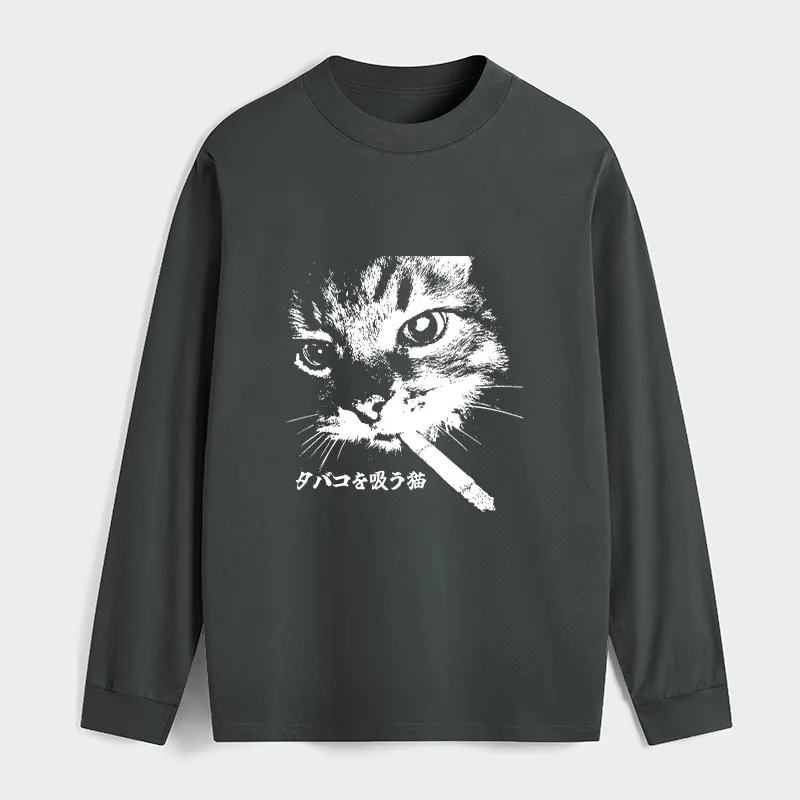 Tokyo-Tiger Retro Cat Smoking Classic Long Sleeve T-Shirt Sale