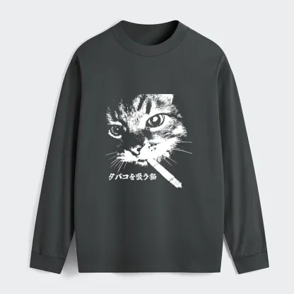 Tokyo-Tiger Retro Cat Smoking Classic Long Sleeve T-Shirt