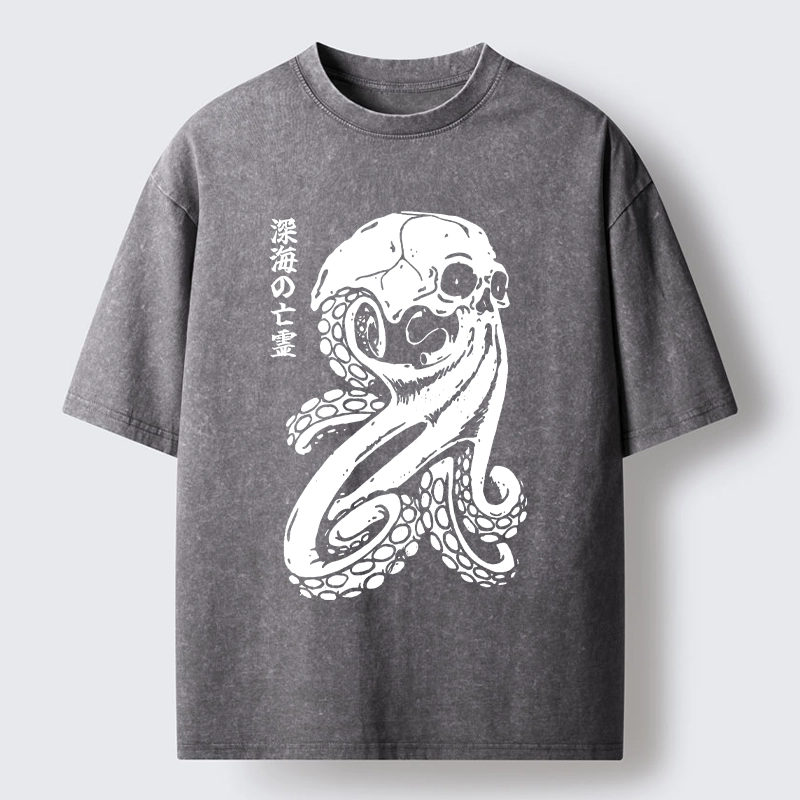 Tokyo-Tiger Octopus Of The Deep Ghost Washed T-Shirt