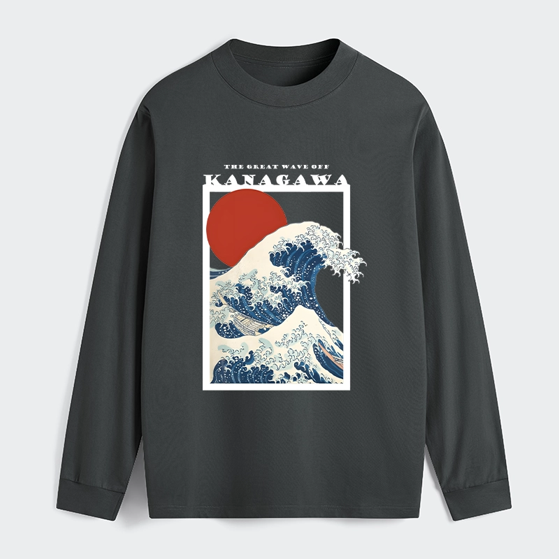 Tokyo-Tiger Minimalist Ukiyo-e Waves Classic Long Sleeve T-Shirt