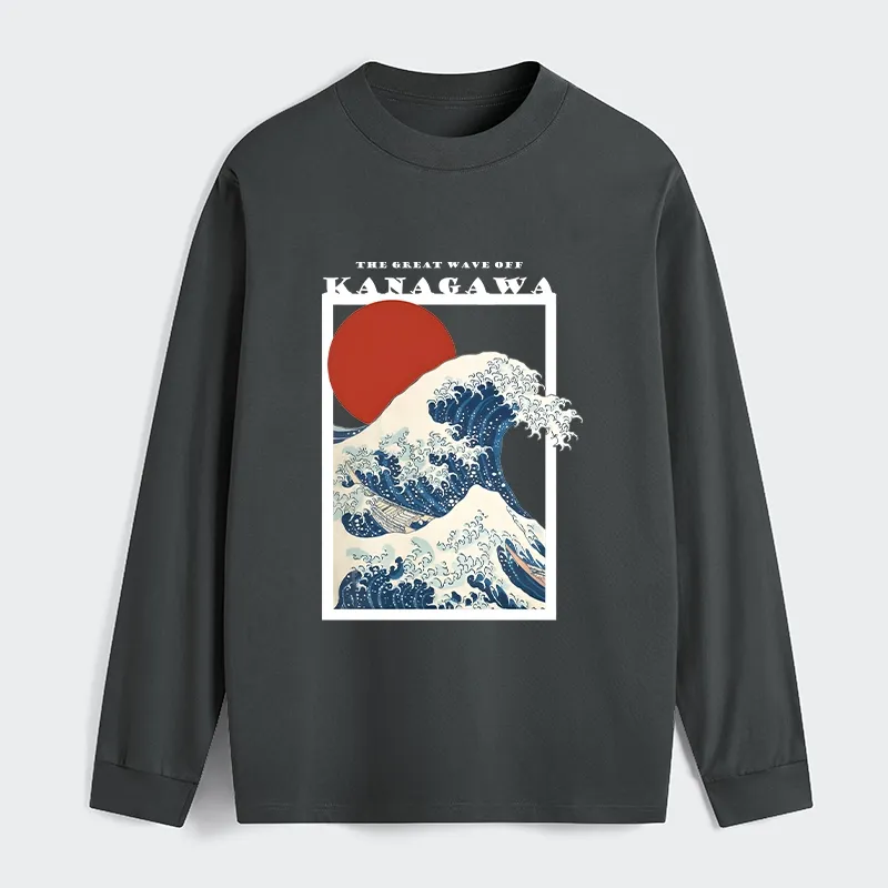 Tokyo-Tiger Minimalist Ukiyo-e Waves Classic Long Sleeve T-Shirt
