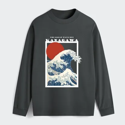Tokyo-Tiger Minimalist Ukiyo-e Waves Classic Long Sleeve T-Shirt