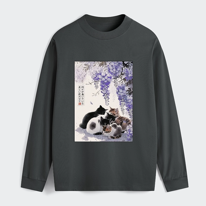 Tokyo-Tiger Cats plotting under the wisteria Classic Long Sleeve T-Shirt