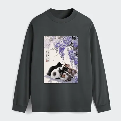 Tokyo-Tiger Cats plotting under the wisteria Classic Long Sleeve T-Shirt