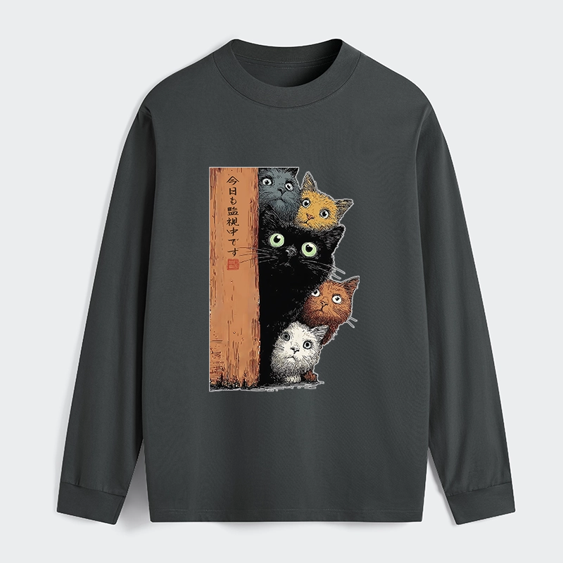 Tokyo-Tiger Five Cats Are Watching You Classic Long Sleeve T-Shirt