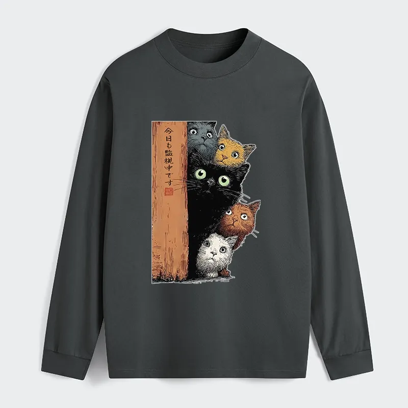 Tokyo-Tiger Five Cats Are Watching You Classic Long Sleeve T-Shirt Sale
