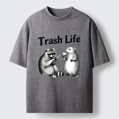 Tokyo-Tiger Trash Life Raccoon & Opossum Vibes Washed T-Shirt