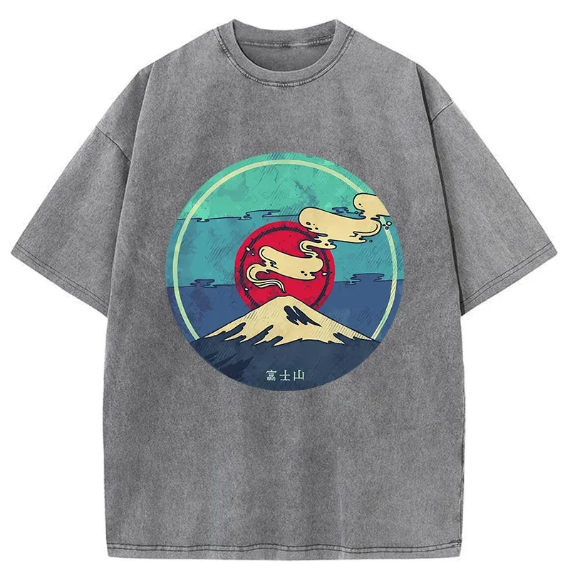 Tokyo-Tiger Fujisan Records Washed T-Shirt