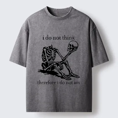 Tokyo-Tiger Philosophical Skeleton Meme Washed T-Shirt