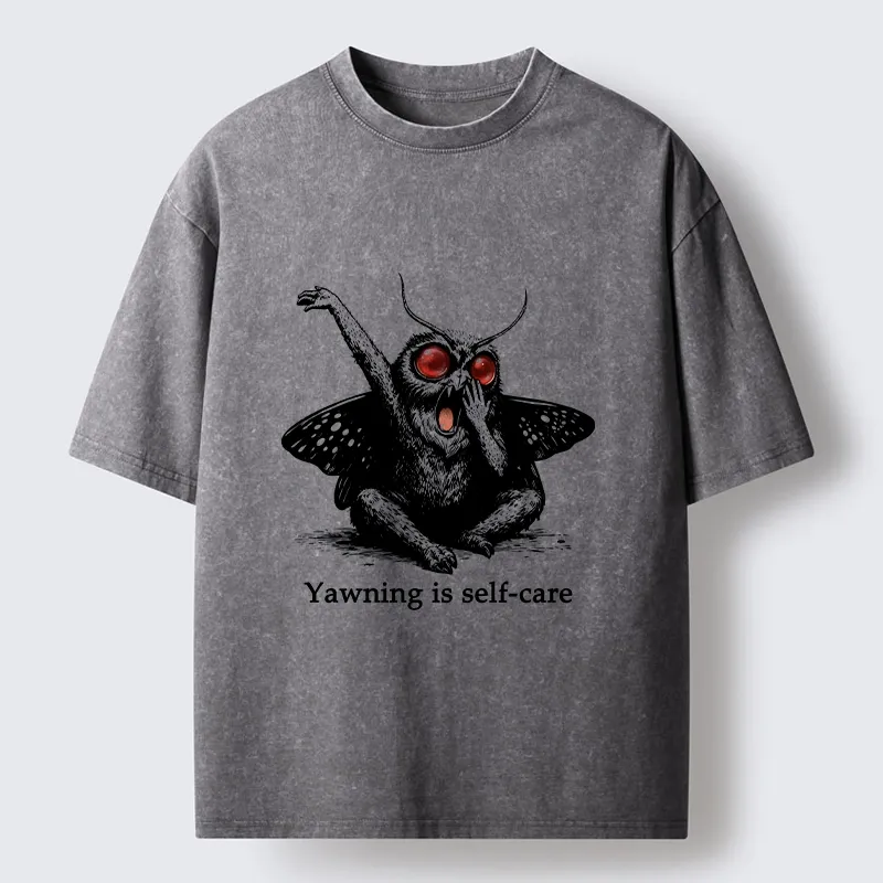 Tokyo-Tiger Yawning Is The Best Self Care Washed T-Shirt