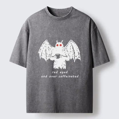 Tokyo-Tiger Mothman Needs Coffee Energy Washed T-Shirt