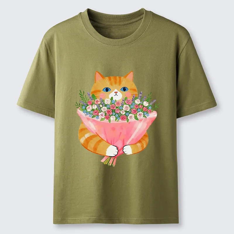 Tokyo-Tiger Cozy Cat Offering A Bouquet Classic T-Shirt