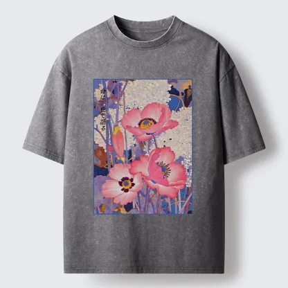 Tokyo-Tiger Vintage Japanese Poppy Art Washed T-Shirt