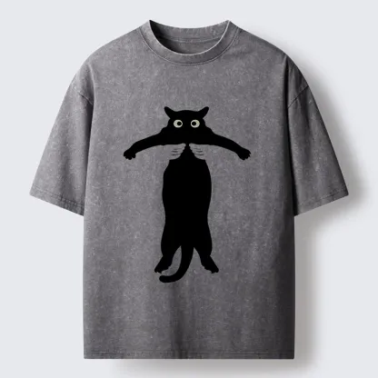 Tokyo-Tiger Black Cat Held By Hands Washed T-Shirt