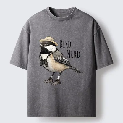 Tokyo-Tiger Bird Nerd Chickadee Explorer Washed T-Shirt