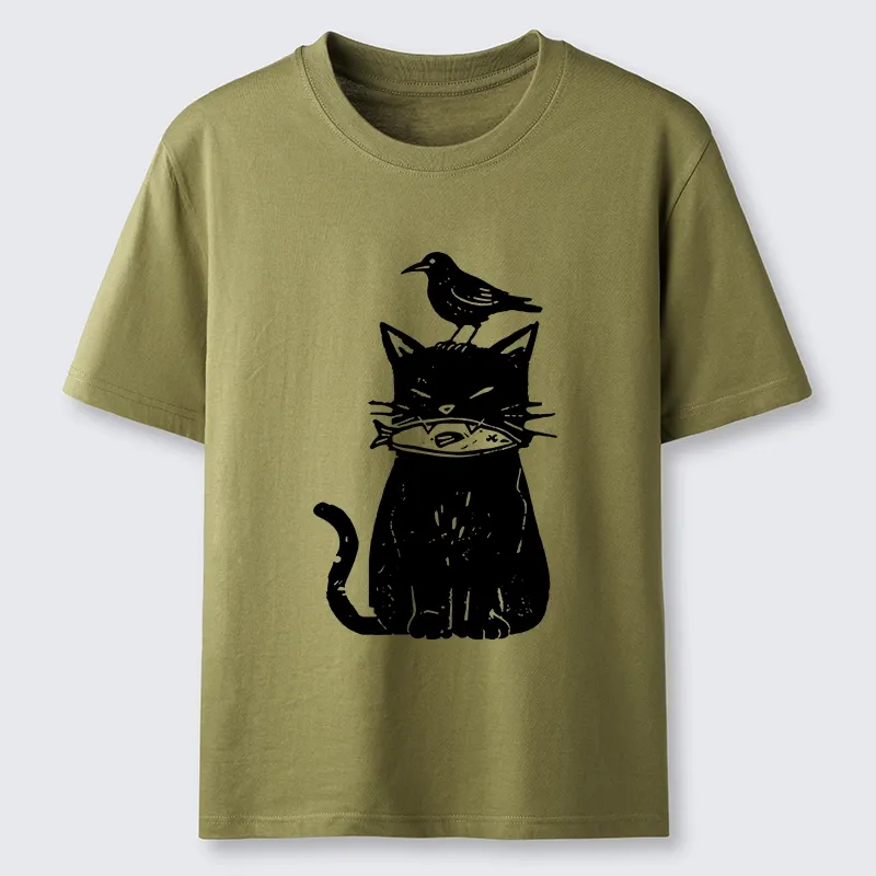 Tokyo-Tiger Black Cat With Fish And Bird Classic T-Shirt