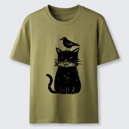 Tokyo-Tiger Black Cat With Fish And Bird Classic T-Shirt