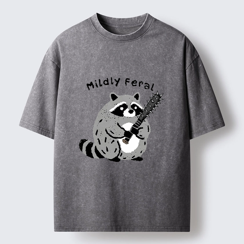 Tokyo-Tiger Cute But Feral Raccoon Cartoon Washed T-Shirt
